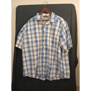 WRANGLER MENS SHIRT 2XL MESH LIGHT FISHING Blue PLAID BUTTON DOWN NICE!!